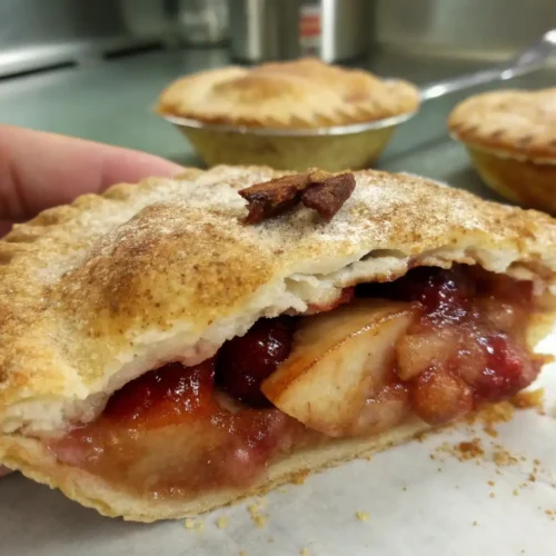 The Best Hand Pies Recipes You Can Make at Home – Simple, Portable, and Delicious 2 Flaky homemade hand pie filled with warm apple and berry filling, held open to show juicy interior