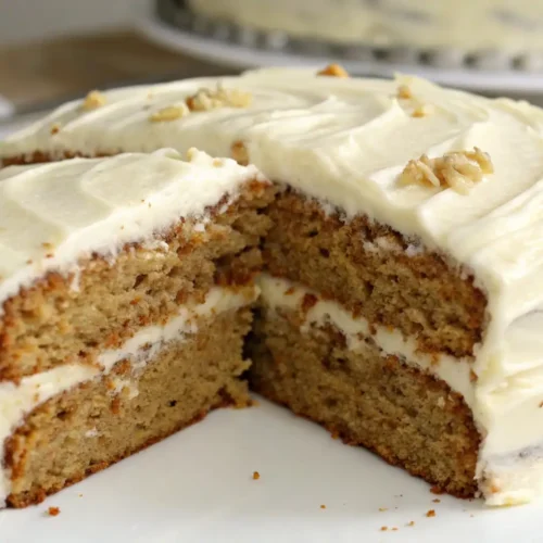 Homemade Hummingbird Cake Moist Southern Classic Recipe - A Tender, Tropical Favorite 2 Moist layered cake with cream cheese frosting and chopped nuts, sliced to reveal soft crumb and filling